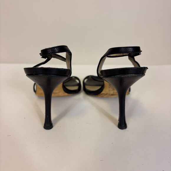 Jimmy Choo Black Leather High Heels with Ankle Strap US 7.5 - Picture 2 of 9
